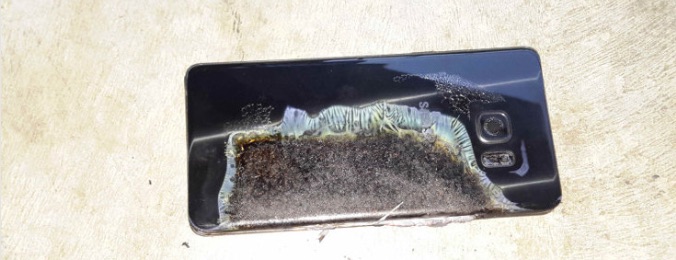 Un Galaxy Note 7 ayant fondu après surchauffe de la batterie
